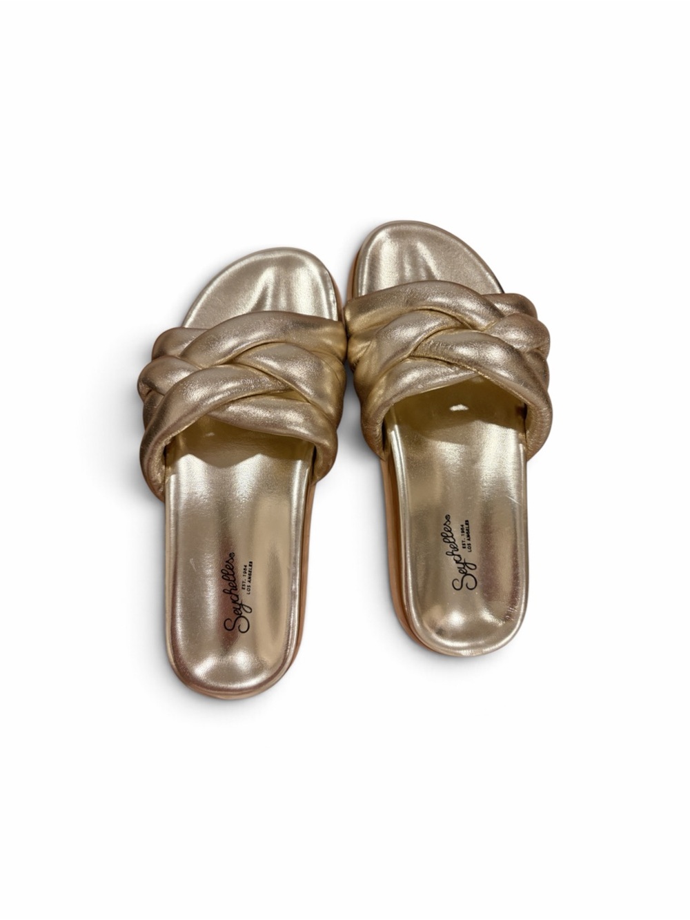 Seychelles Braided Metallic Taupe Slide Sandals